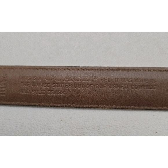 Coach Leather Belt 32" Burnished Cowhide/Solid Brass Brown Leather 5700 - Picture 7 of 7